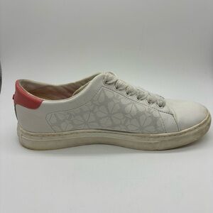 Kate Spade Audrey Shoes Women's 7.5 White Pink Leather Lace Up Low Top Sneakers